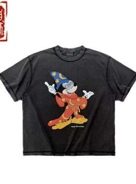 【章自豪】False Perception 26SS 闪粉魔法米奇水洗黑短袖T恤Tee