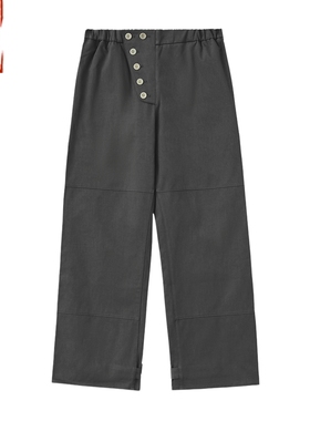 章自豪 Epide Prefab拼接撞色果实彩扣排扣斜襟直筒休闲裤长裤