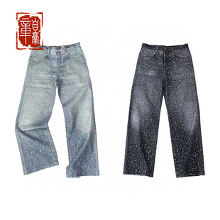 CHILD BIRTH ROYAL Washed 立体印花满钻牛仔裤 Printing Borc