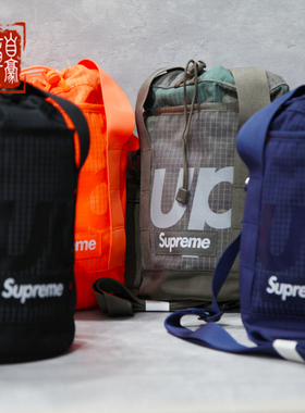 章自豪现货SS24 SUPREME Cinch Bag防水格子布3M反光斜跨包水桶包