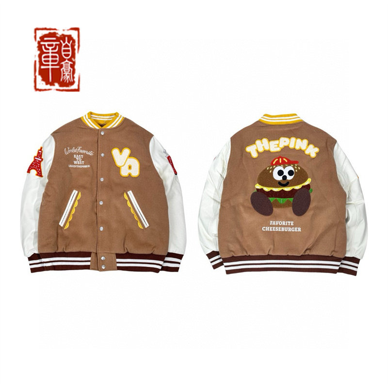 VANDYTHEPINK 正品新款美式复古刺绣棒球棉服夹克潮流汉堡外套