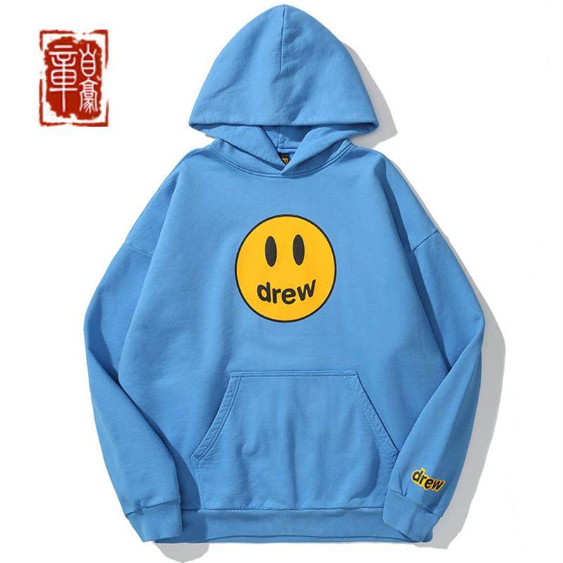 Drewhouse蓝色笑脸帽衫连帽卫衣