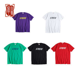 章自豪现货SUPREME SLAP SHOT TEE斜体字母LOGO印花短袖T恤男女夏