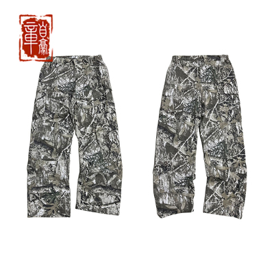 章自豪 GLOBALVALLY 秋季新款做旧水洗迷彩宽松直筒长裤工装裤男