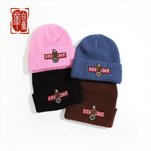 章自豪现货 FW23 SUPREME EAGLE BEANIE老鹰刺绣贴布保暖冷帽线帽