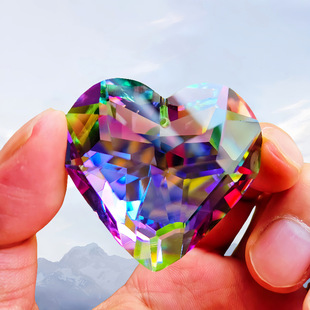 太阳捕手45mm水晶桃心棱镜吊坠水晶工艺饰品配件儿童水晶宝石玩具