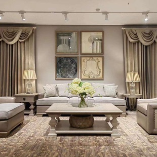 美克定制art家具美家建筑复兴茶几 美式复古实木雕刻长方形咖啡桌