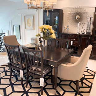 美克简约美家现代方形餐桌6人位拉伸抽拉8人位餐台时尚变奏黑色