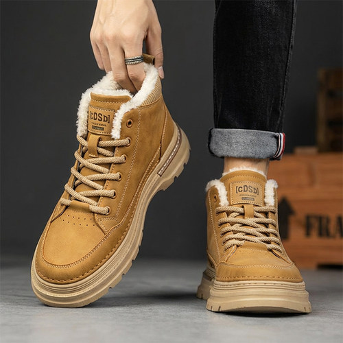 【冬季大码男鞋加宽加绒马丁靴】