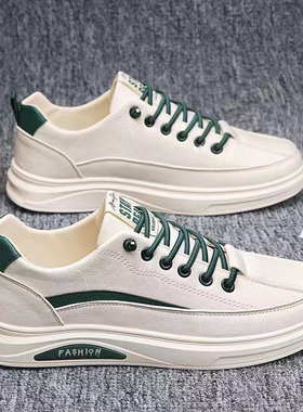 春季大码男鞋45一脚蹬皮面运动鞋男46低帮板鞋47宽头男士休闲鞋48