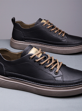 特大码男鞋春季新款加大男士板鞋46休闲皮鞋47真皮黑色鞋子男款48