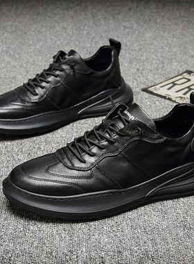 冬季新款大码男鞋46真皮单款黑色运动鞋47男士皮鞋48加宽休闲板鞋