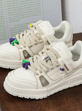 秋季男士小众面包鞋45特大码男鞋46情侣休闲小白鞋47新款加宽板鞋