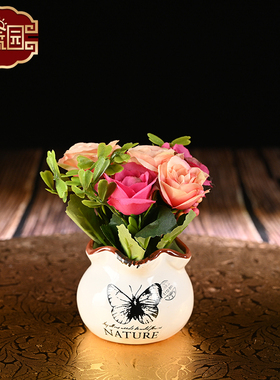 蝴蝶杯装饰花供奉祖先仿真花盆栽