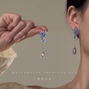 「景泰蓝赋」新中式国风耳环女古风高级感流苏旗袍汉服马面裙耳饰