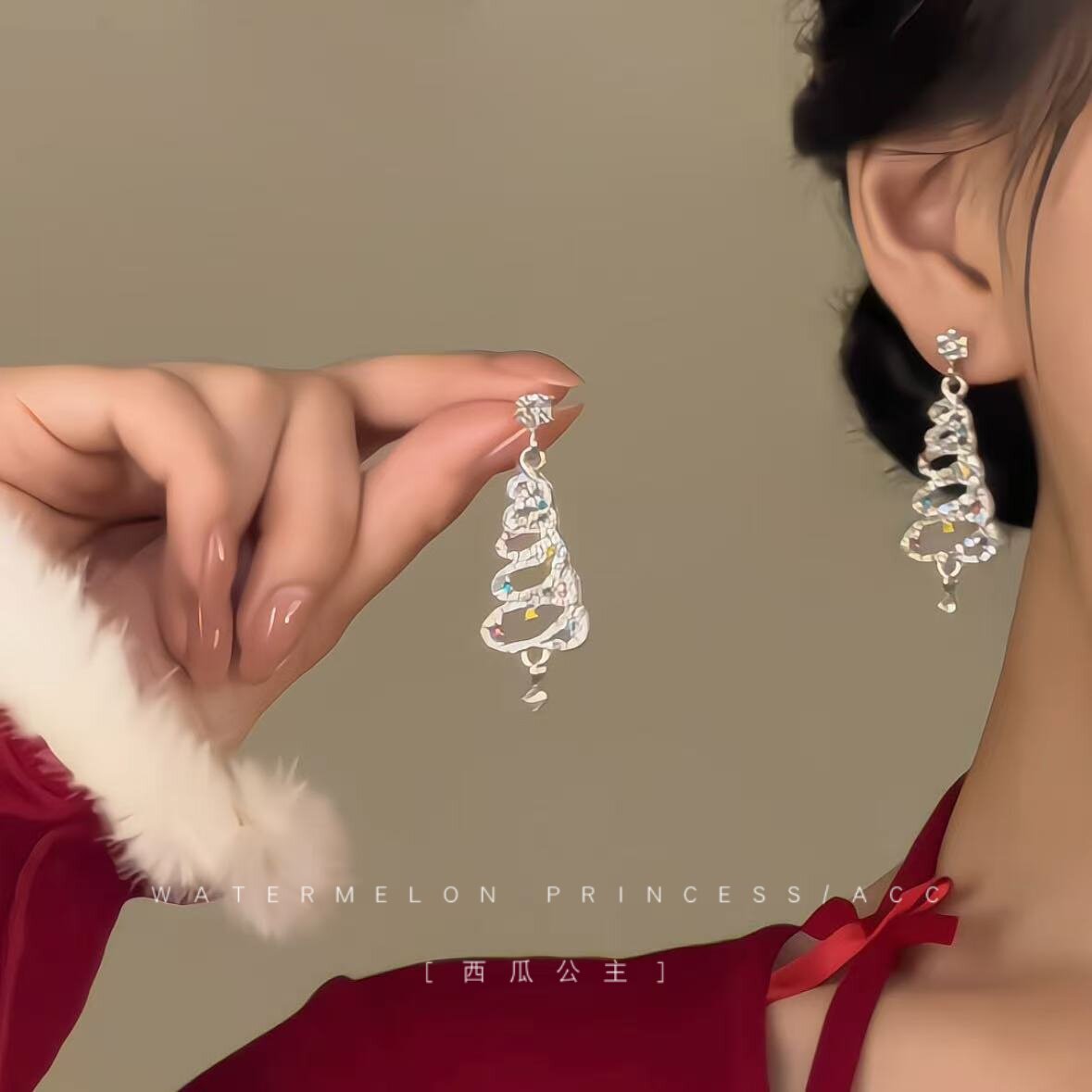 「银色圣诞树」圣诞耳环女高级感搭配圣诞节元素氛围感节日耳饰,饰品/流行首饰/时尚饰品新,耳环,淘宝优惠券,粉丝福利购,淘宝优惠卷