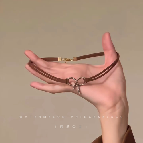 「美拉德蝴蝶结」咖色项链女设计感小众高级感chocker锁骨链颈链