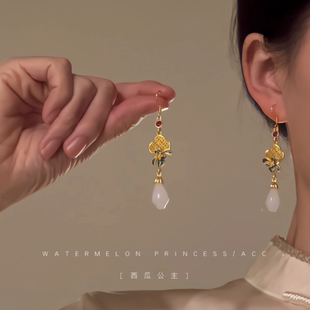 「玉兰宫廷」新中式国风耳环女古风高级感搭配旗袍汉服马面裙耳饰