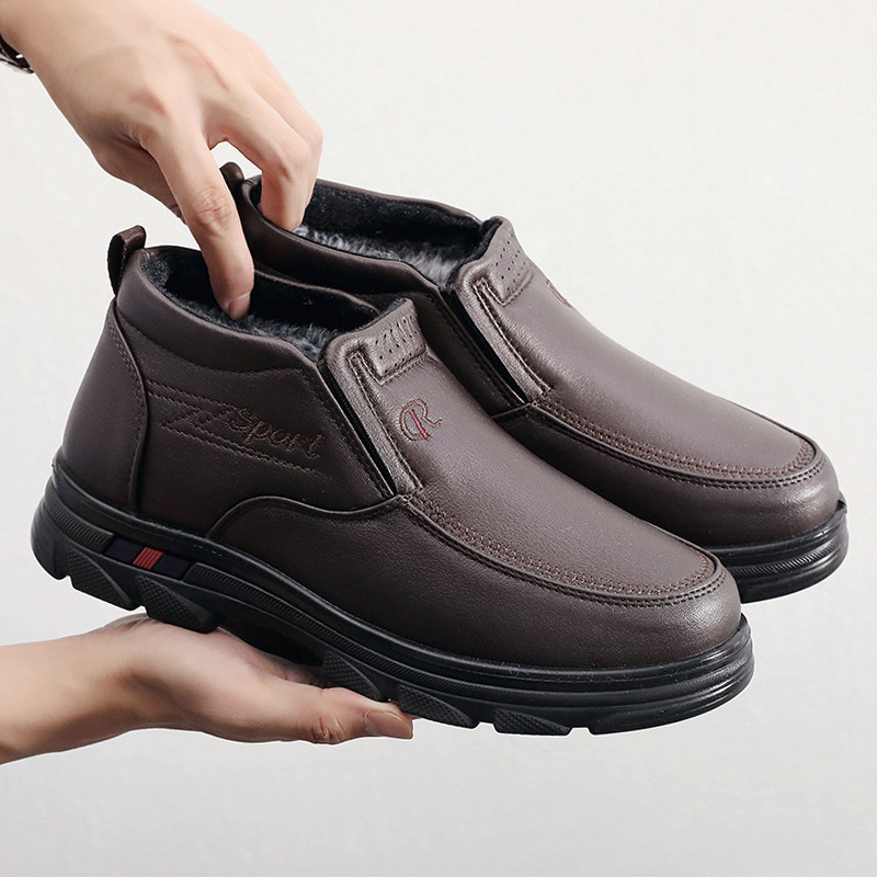 冬季新款老北京布鞋男棉鞋加绒加厚保暖爸爸鞋软底防滑老人爷爷鞋