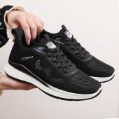 新款 老北京布鞋 飞织镂空透气女网鞋 夏季 网面舒适妈妈运动休闲鞋 子