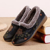 新款 老北京布鞋 加厚保暖女棉鞋 冬季 防滑软底中老年妈妈居家棉拖鞋