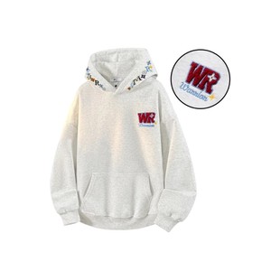 WR美式潮流趣味重磅字母刺绣连帽卫衣女秋冬新款情侣长袖宽松外套