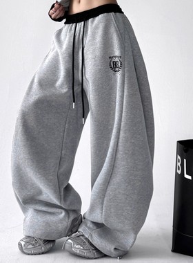 2025新款嘻哈弯刀休闲运动卫裤女秋冬Superfire潮流垂感阔腿裤ins