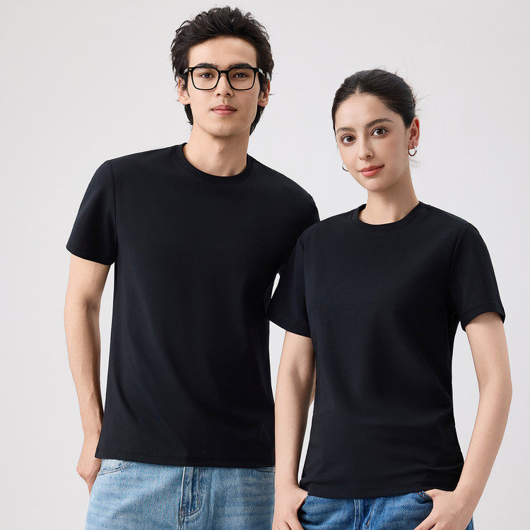 新疆长绒棉正肩短袖t恤男服高端速干白色纯色圆领宽松晾感短袖