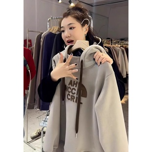 奥特莱斯~清仓外贸欧货爆款卫衣女春秋小个子中长款美式慵懒上衣