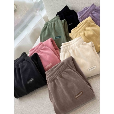 奥特莱斯~撤柜大牌双面摇粒绒居家暖暖裤女可外穿束脚宽松休闲裤