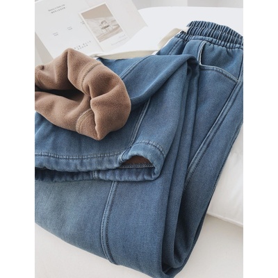 宽松羊羔绒休闲保暖直筒长裤