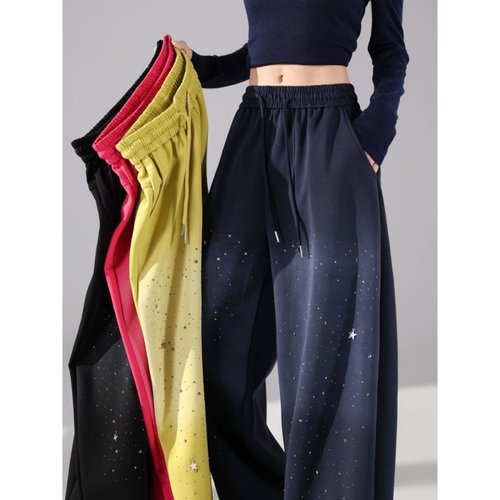 星星烫钻渐变休闲裤女秋冬季