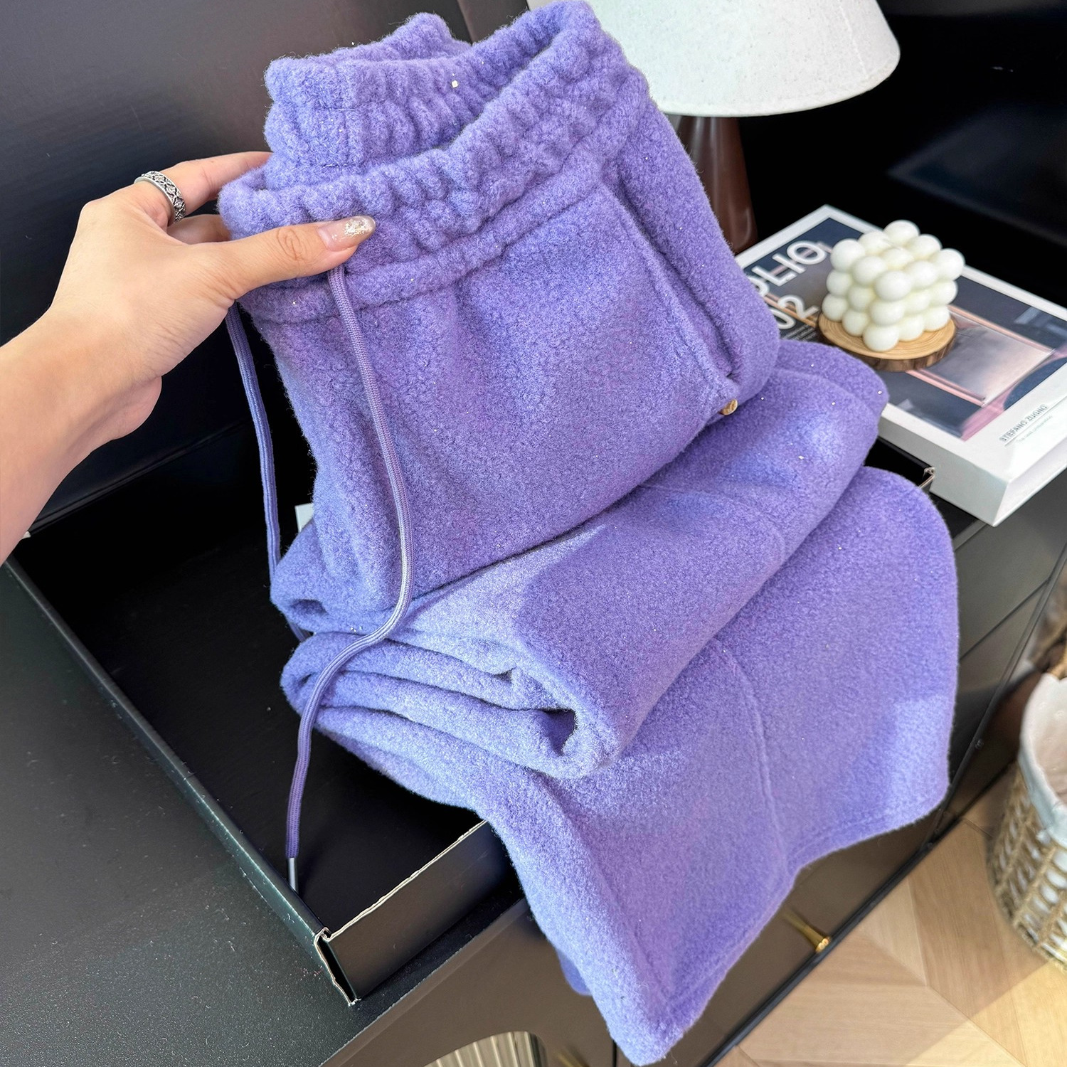 星空裤女设计感加厚弯刀阔腿裤子