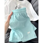 女夏小个子运动阔腿裤 清仓捡漏 品牌余单巨显白湖蓝色速干短裤 子