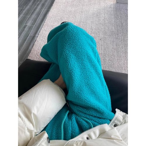 清仓捡漏薄荷绿颗粒绒软糯裤子女韩系小众加厚束脚裤子