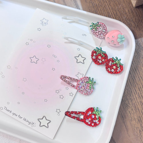 宠物发夹狗狗发卡可爱草莓水滴不锈钢宠物k9满钻顶夹子狗碎发夹