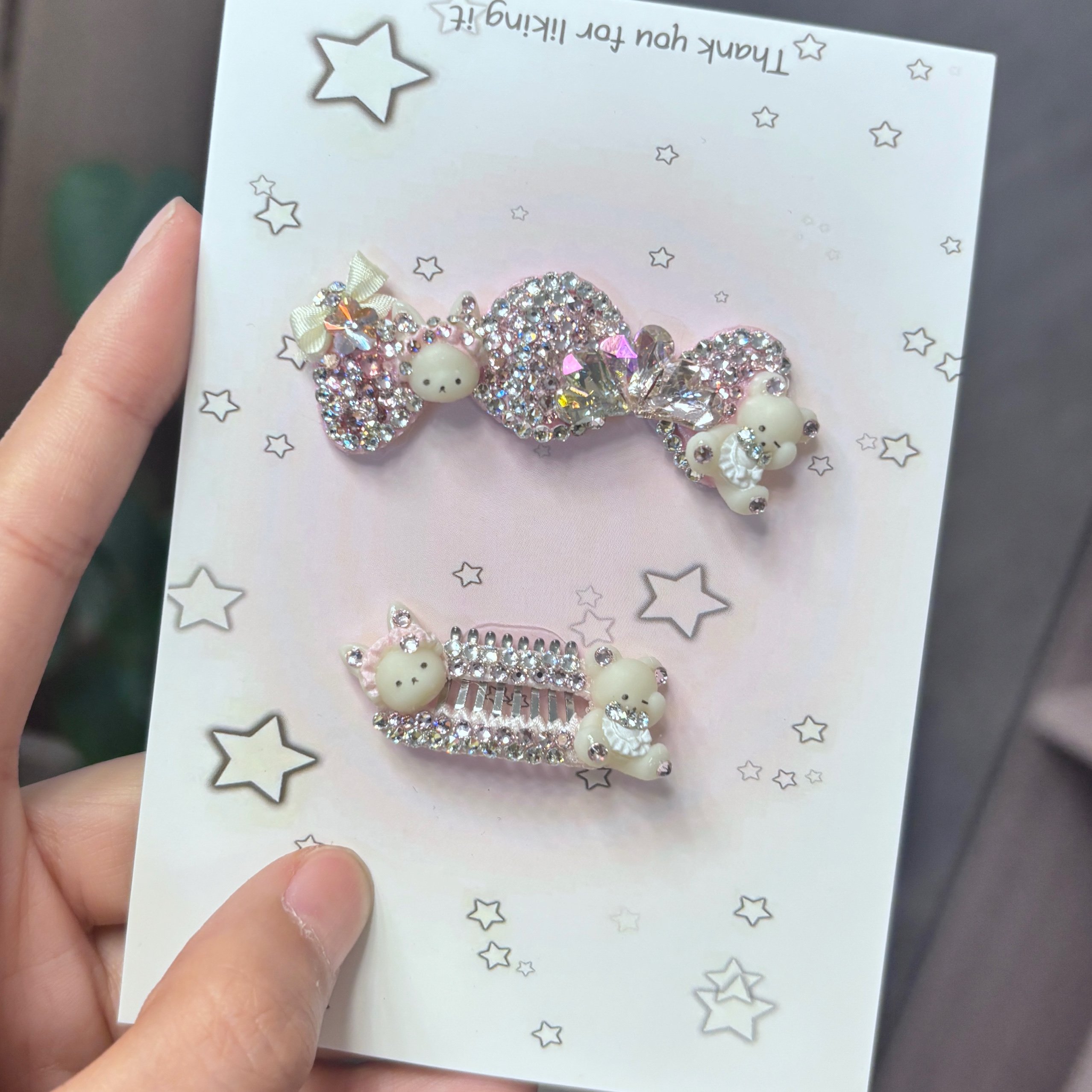 原创宠物发夹狗狗满钻顶夹发卡边夹子进口丝带顶夹鼻梁夹