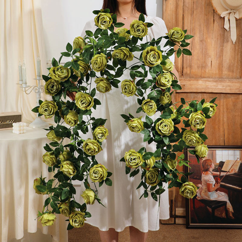 莫奈仿真玫瑰花藤网红背景墙打卡拍照假花民宿门店阳台花墙装饰品