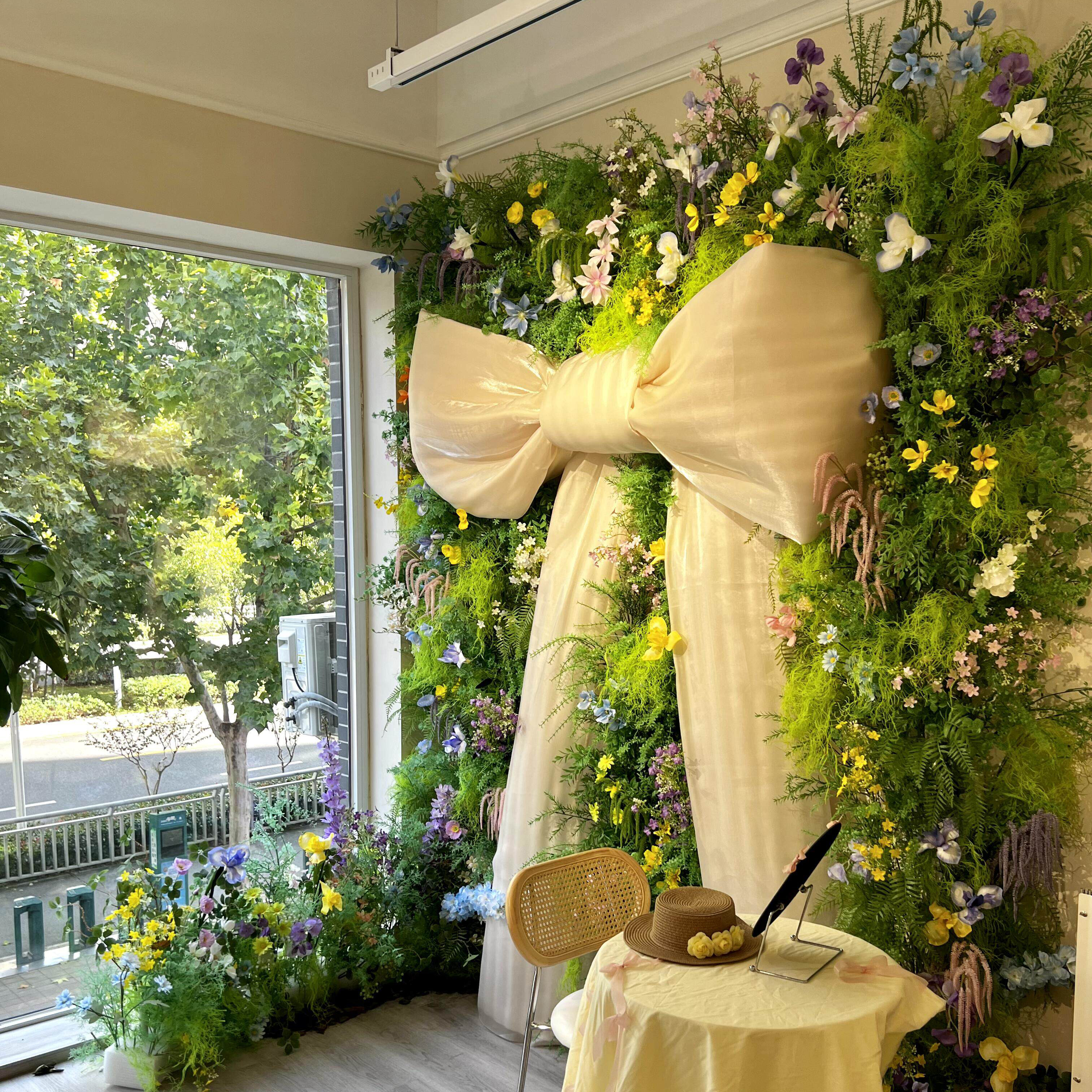 森系仿真花蝴蝶结装饰自然精灵拍照写真道具室内装饰莫奈花园花墙