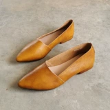 Иностранная торговля мягкая база простая и удобная женская обувь ретро заостренное во рту рта рот рот женская одиночная обувь кожаная бабушка обувь