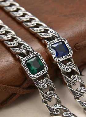 方钻蓝色手链绿锆石地中海风情
