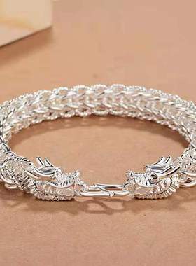 新品霸气男士龙头手链手工编织手