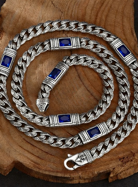 新款唐草纹方形锆石古巴项链潮款