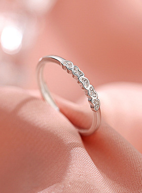新款爱心戒指轻奢镶心形细圈指环