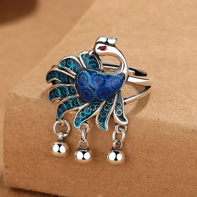 新款复古民族风景泰蓝珐琅流苏凤