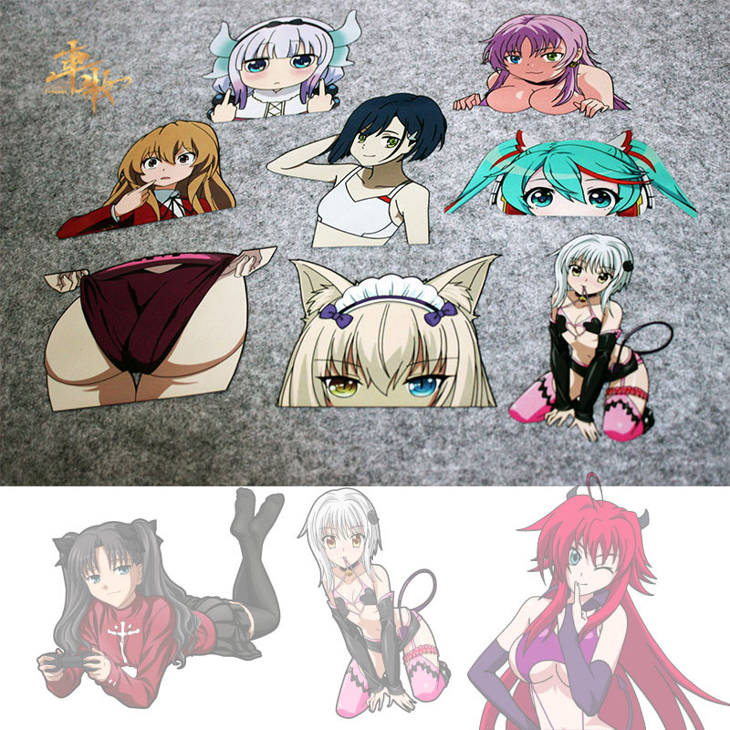 日系卡通美女车贴纸个性创意网红车身汽车贴纸划痕遮挡思域改装贴