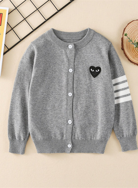 品牌折扣童装爱心刺绣针织衫童装开衫百搭防晒亲子小清新日系