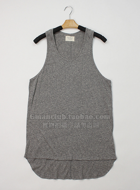 Gman高街 FOG ESSENTIALS 第四季轻薄麻灰打底内搭前短后长工背心