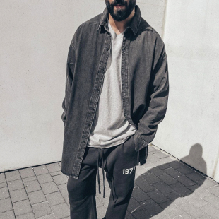 FOG 宽松牛仔衬衫 ESSENTIALS 主线水洗中长款 外套潮 八季 Gman高街