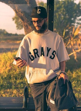 Gman高街 FOG ESSENTIALS 主线第七季GRAYS字母 廓形半袖圆领卫衣